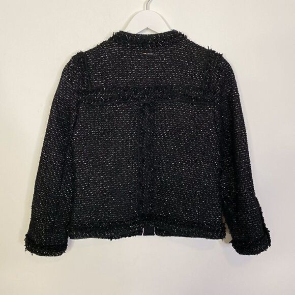 Pink Tartan Black Metallic Tweed Blazer with Chain Details - Picture 2 of 8